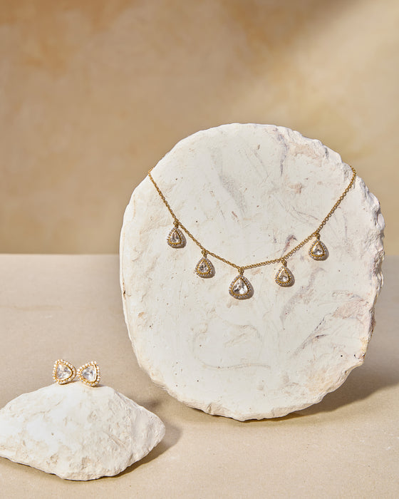 STELLAR BRILLIANCE MOISSANITE  ZIRCONIA NECKLACE SET